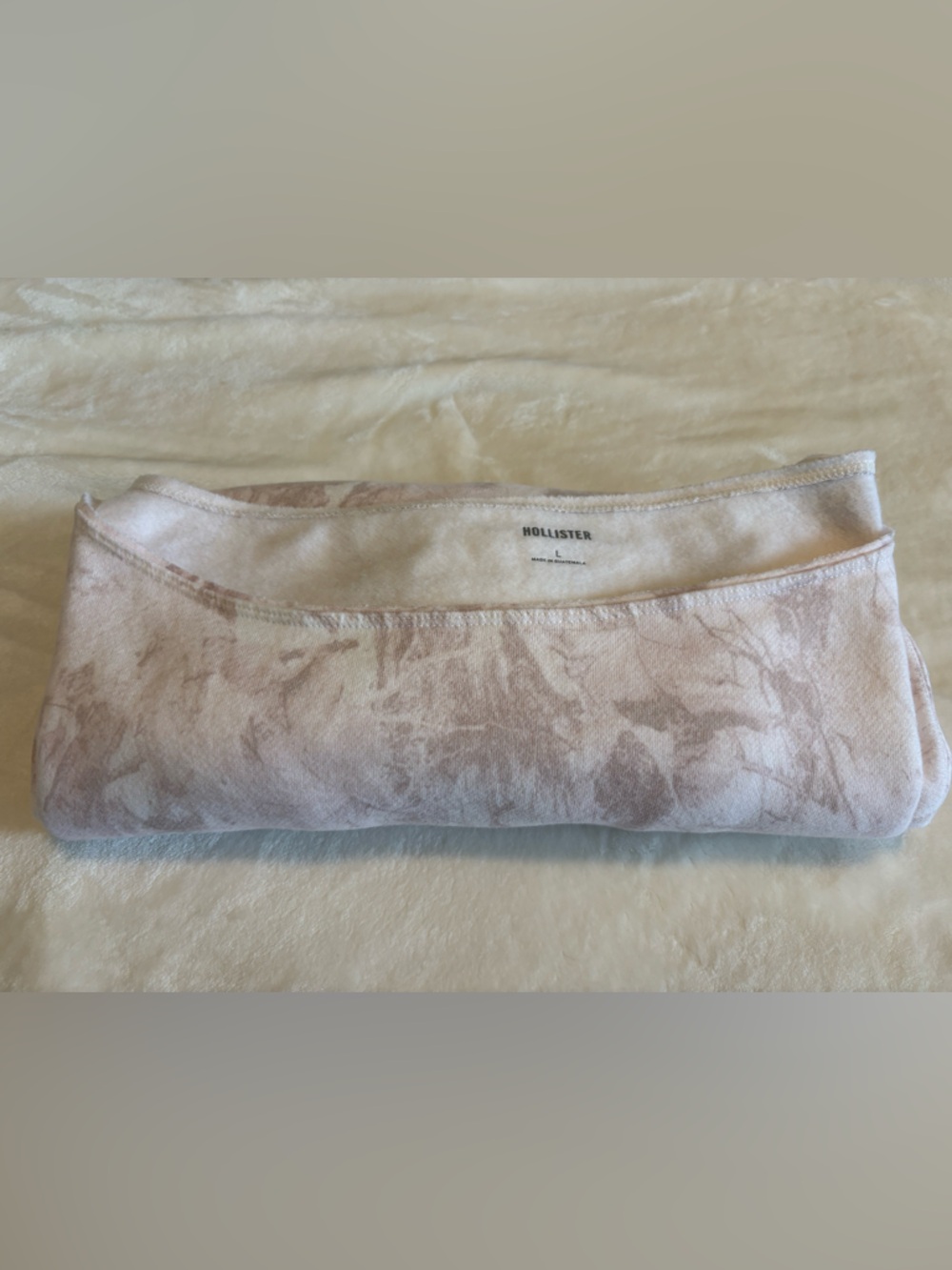 HOLLISTER Off Shoulder Camo Sweatshirt large L Cropped soft Pink Pullover cozy - Picture 8 of 8